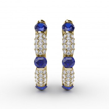 Whimsical Sapphire and Diamond Hoops 