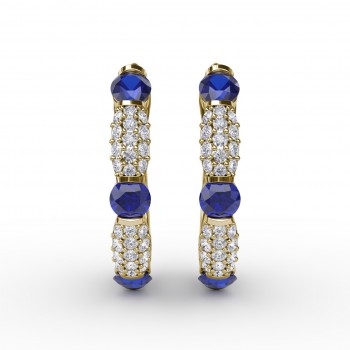 Whimsical Sapphire and Diamond Hoops 