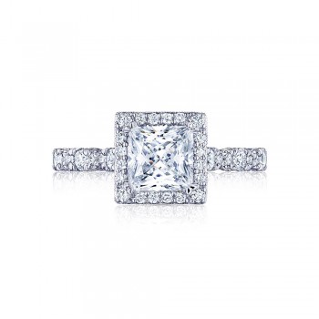 HT2560PR55W 18 Karat Petite Crescent Engagement Ring