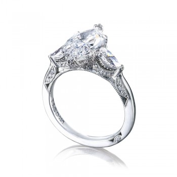 Tacori HT2628MQ15X75 Three-stone Platinum Ladies RoyalT Engagement Ring