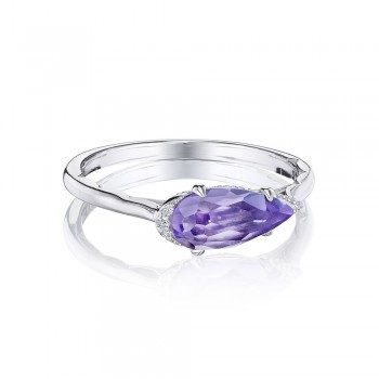 Solitaire Pear-Shaped Ring with Amethyst