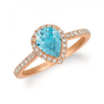 14K Strawberry Gold® Sea Blue Aquamarine® 3/4 cts. Ring