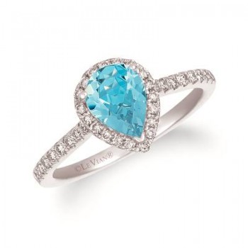 14K Vanilla Gold® Sea Blue Aquamarine® 3/4 cts. Ring