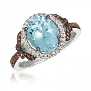 14K Vanilla Gold® Sea Blue Aquamarine® 2 cts. Ring