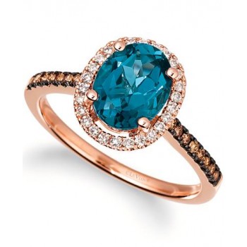 Le Vian Creme Brulee® Ring featuring 2 cts. Deep Sea Blue Topaz