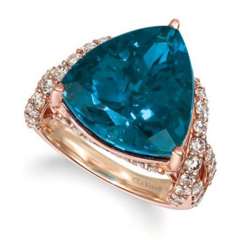 14K Strawberry Gold® Deep Sea Blue Topaz™ 9 cts. Ring